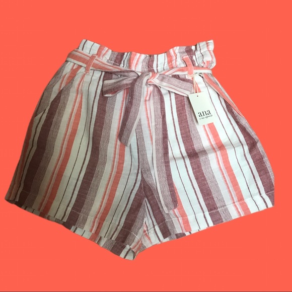 A.N.A.  Paper Bag High Rise Front Tie Shorts - Picture 1 of 5